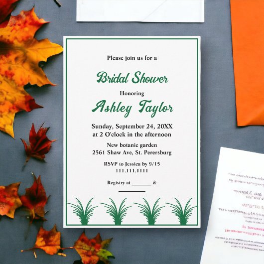 Elegant rustiek groen gras Boho Herfst Vrijgezelle Kaart