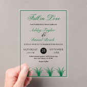 Elegant rustiek groen gras boho Lijst herfst bruil Acryl Uitnodigingen (Insitu (Draagbaar))