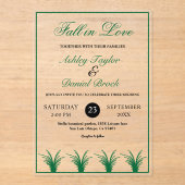 Elegant rustiek groen gras boho Lijst herfst bruil Acryl Uitnodigingen (Voorkant)