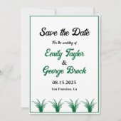 Elegant rustiek groen gras boho Lijst herfst bruil Save The Date (Voorkant)