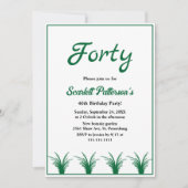 Elegant Rustiek Groen Grass Boho Herfst 40e Verjaa Kaart (Voorkant)