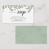 Elegant rustiek groen, RSVP-herinnering Informatiekaartje (Voorkant / Achterkant)