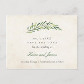 Elegant rustiek groen Save the Date Aankondigingskaart (Voorkant)