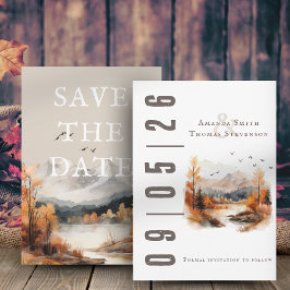 Elegant rustiek herfstlandschap save the date