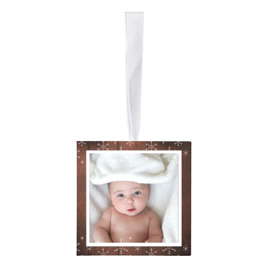 Elegant rustiek hout Baby eerste kerst 4 foto Decoratie (Rechts)