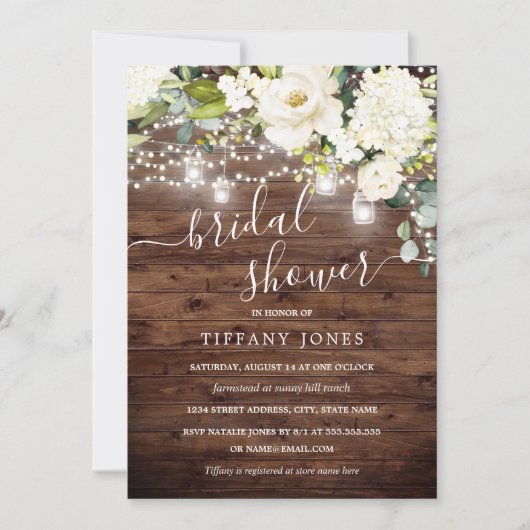 Elegant Rustiek Hout Champagne Floral Vrijgezellen Kaart (Voorkant)