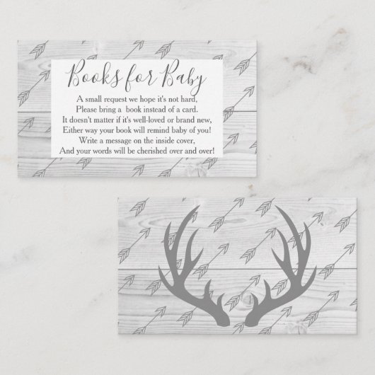 Elegant rustiek hout & grijs gewei boek aanvraag informatiekaartje (Voorkant / Achterkant)