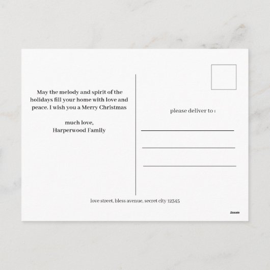 Elegant rustiek hout kerst familie 2 foto feestdagenkaart (Achterkant)