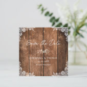 Elegant rustiek hout land bruiloft save the date (Staand voorkant)
