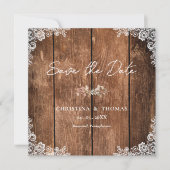 Elegant rustiek hout land bruiloft save the date (Voorkant)