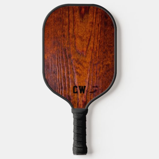 Elegant rustiek hout monogram pickleball paddle (Voorkant)