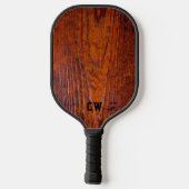 Elegant rustiek hout monogram pickleball paddle (Achterkant)