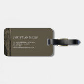 Elegant rustiek hout monogrammed naam gepersonalis bagagelabel (Achterkant horizontaal)