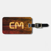 Elegant rustiek hout monogrammed naam gepersonalis bagagelabel (Voorkant horizontaal)