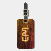 Elegant rustiek hout monogrammed naam gepersonalis bagagelabel (Voorkant verticaal)