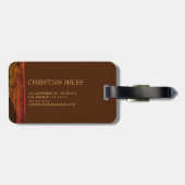 Elegant rustiek hout monogrammed naam gepersonalis bagagelabel (Achterkant horizontaal)