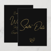 Elegant rustiek hout zwart en glanzend Save the Da Notitiekaartje (Voorkant / Achterkant)
