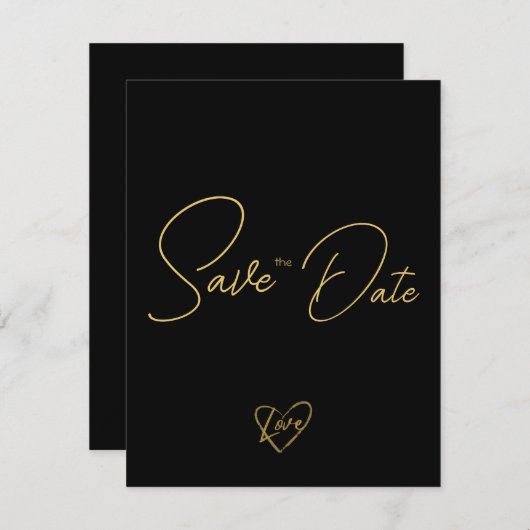 Elegant rustiek hout zwart en glanzend Save the Da Notitiekaartje (Voorkant / Achterkant)