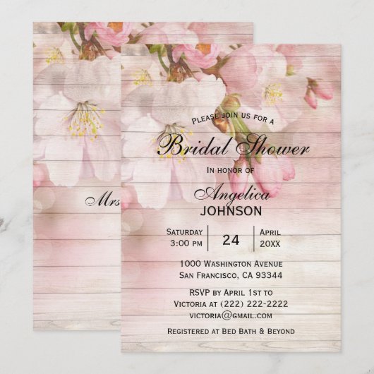 Elegant rustiek houten kersenbloesem Vrijgezellenf Kaart (Voorkant / Achterkant)