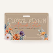 Elegant rustiek Kraft Boho Floral Design in reliëf Badge (Voorkant)
