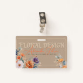 Elegant rustiek Kraft Boho Floral Design in reliëf Badge (Voorkant met clip)