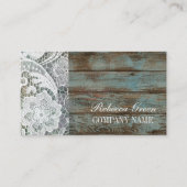 Elegant rustiek land wit kant blauw schuur hout visitekaartje (Voorkant)