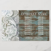 Elegant rustiek land wit kant blauw schuurhout flyer (Achterkant)