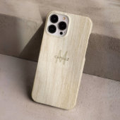 Elegant rustiek licht beige hout effect monogram Case-Mate iPhone case