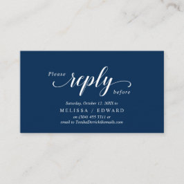 Elegant rustiek, marine blauw, RSVP reageren, antw Informatiekaartje