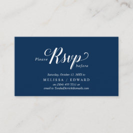 Elegant rustiek, marine blauw, RSVP reageren, antw Informatiekaartje
