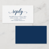 Elegant rustiek, marine blauw, RSVP reageren, antw Informatiekaartje (Voorkant / Achterkant)
