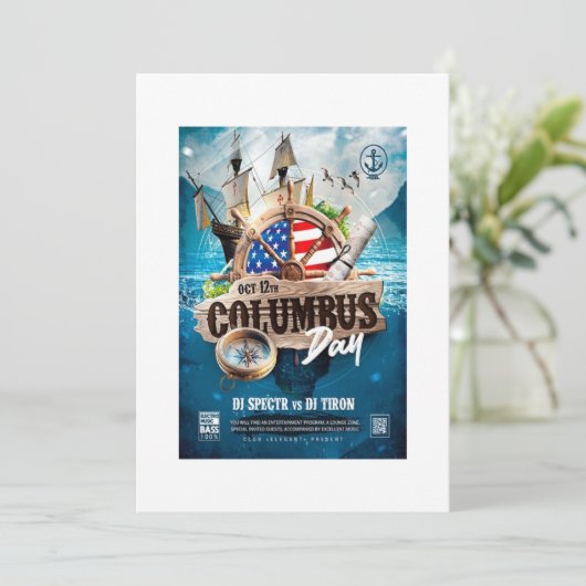 Elegant & Rustiek Modern Columbus Day uitnodiging (Staand voorkant)