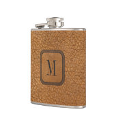 Elegant rustiek  modern leermonogram heupfles (Links)