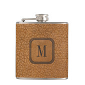 Elegant rustiek  modern leermonogram heupfles (Voorkant)