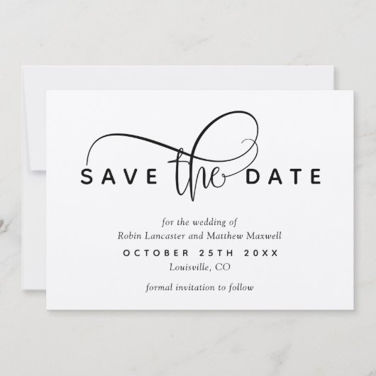 Elegant, rustiek Modern Save the Date, Kraft Date (Voorkant)