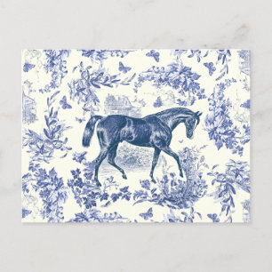 Elegant rustiek Paard Blauw Bloementoilet Briefkaart