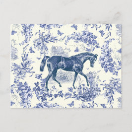 Elegant  rustiek Paard Blauw Bloementoilet Briefkaart