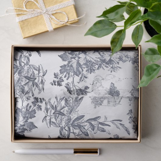 Elegant  rustiek Paard Blauw Bloementoilet Tissuepapier (Geschenk)