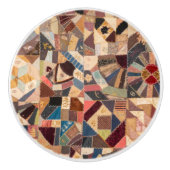 Elegant rustiek patchwork quiltpatroon keramische knop (Voorkant)