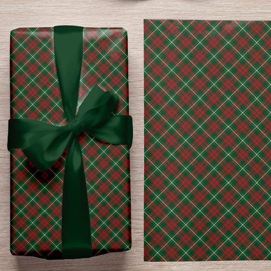 Elegant rustiek rood groen geruite klassieke kerst cadeaupapier