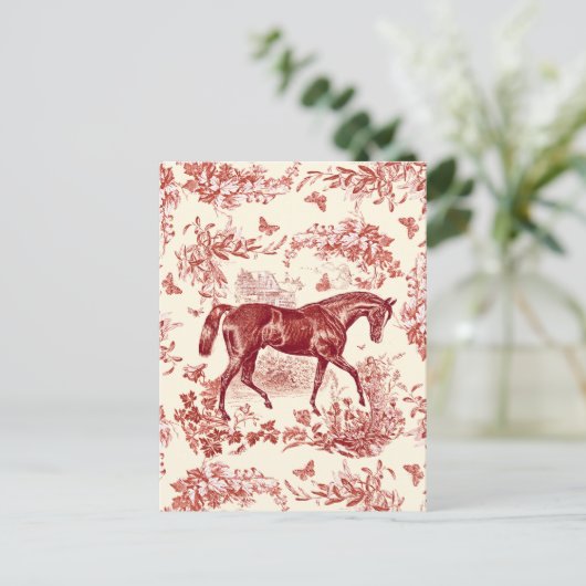 Elegant  rustiek rood paard bloementoilet briefkaart (Staand voorkant)