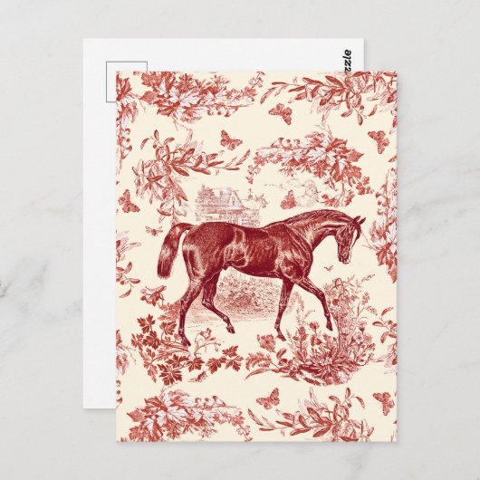 Elegant rustiek rood paard bloementoilet briefkaart (Voorkant / Achterkant)