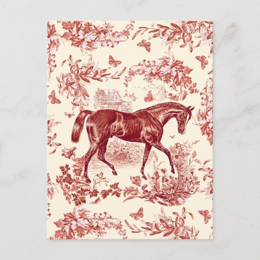 Elegant rustiek rood paard bloementoilet briefkaart (Voorkant)