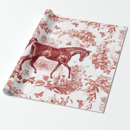 Elegant  rustiek rood paard bloementoilet cadeaupapier
