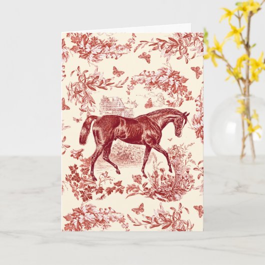 Elegant  rustiek rood paard bloementoilet kaart (Gele Bloem)
