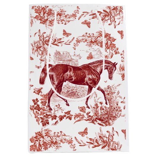 Elegant  rustiek rood paard bloementoilet medium cadeauzakje (Voorkant)
