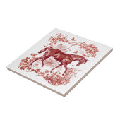 Elegant rustiek rood paard bloementoilet tegeltje (Zijkant)
