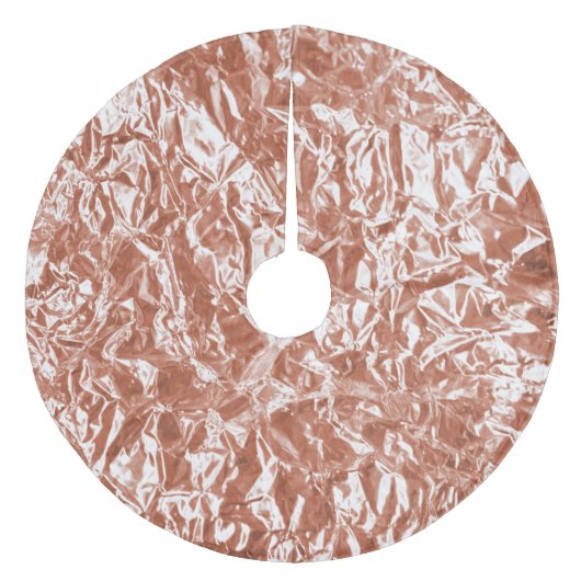 Elegant rustiek Roos Goud Shimmer Patroon Kerst Fleece Kerstboom Rok (Voorkant)