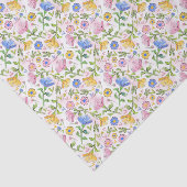 Elegant Rustiek Roze Geel Blauw Bloempatroon Tissuepapier (Detail)