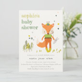 Elegant rustiek schattig bos leuk vos Baby shower Kaart (Staand voorkant)